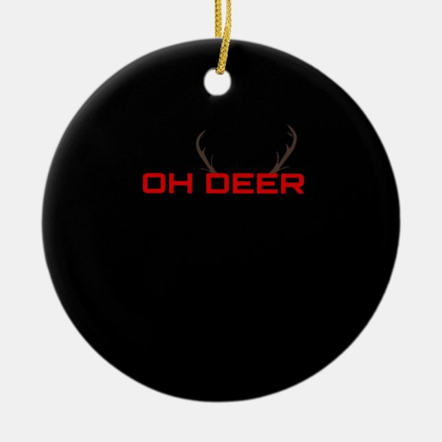 Oh Deer Minimal Aesthetic Vibe Ceramic Tree Decoration (Front)