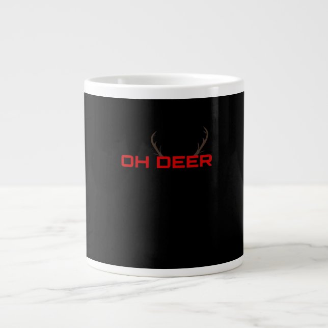 Oh Deer Minimal Aesthetic Vibe  Large Coffee Mug (Front)