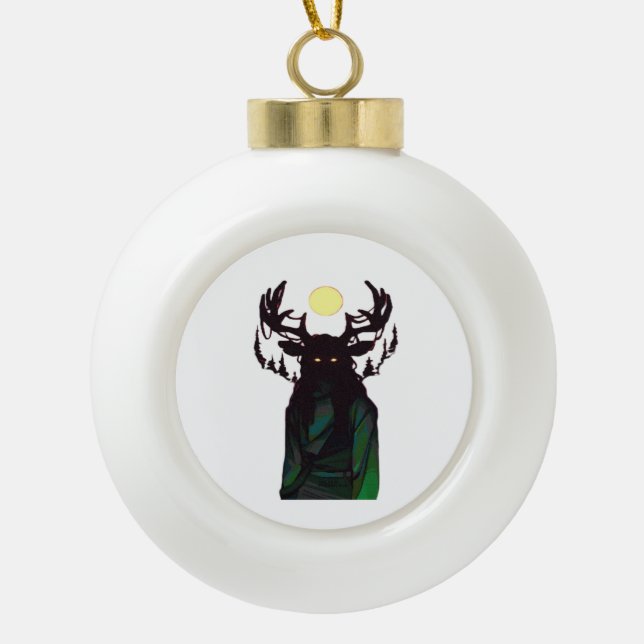 Oh Deer Minimal Design  Ceramic Ball Christmas Ornament (Front)