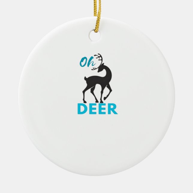 Oh Deer Minimal Design Ceramic Tree Decoration (Front)