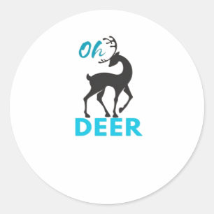 Oh Deer Minimal Design Classic Round Sticker