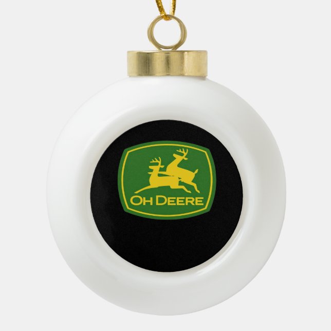 Oh Deer Minimal Modern Design  Ceramic Ball Christmas Ornament (Front)