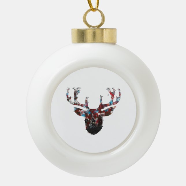 Oh Deer Minimal Style  Ceramic Ball Christmas Ornament (Front)