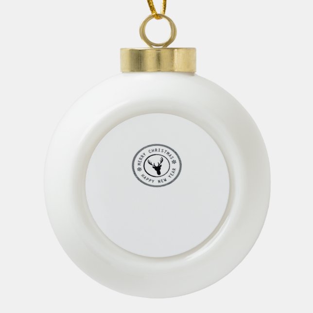 Oh Deer Modern Aesthetic  Ceramic Ball Christmas Ornament (Front)