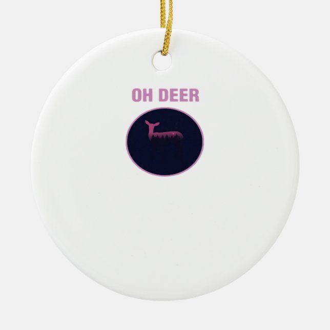 Oh Deer Modern Aesthetic Ceramic Tree Decoration (Front)