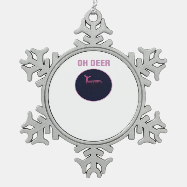 Oh Deer Modern Aesthetic  Snowflake Pewter Christmas Ornament (Front)