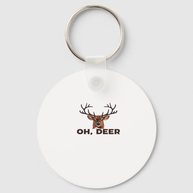 Oh Deer Modern Clean Design Key Ring (Front)