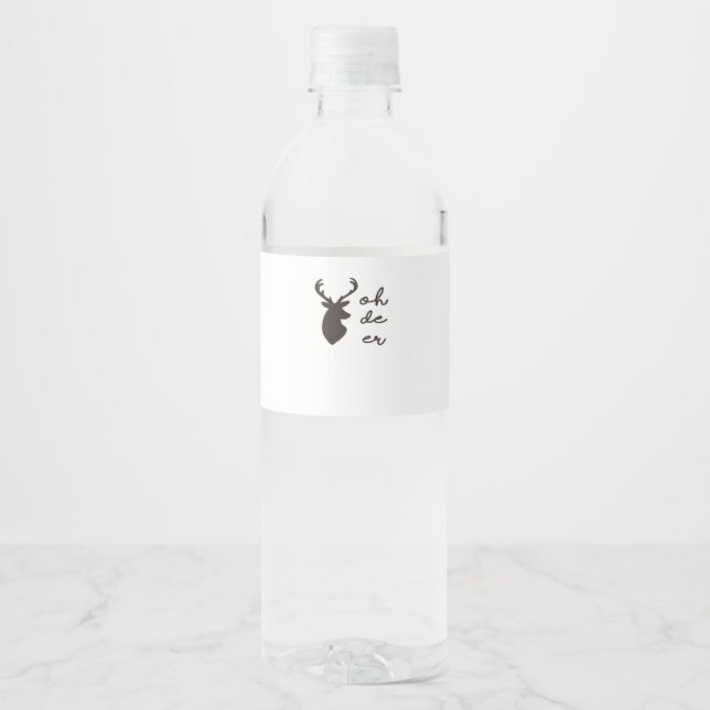 Oh Deer Modern Graphic Style  Water Bottle Label (Front)