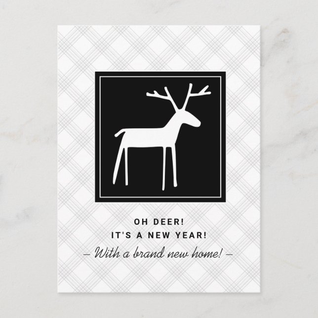 Oh Deer New Year New Home Moving Announcement Postcard (Front)