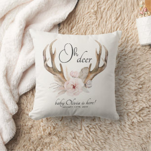Oh Deer Newborn Baby Photo Pillow – Woodland Flora