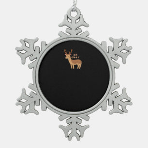 Oh Deer Oh Dear Retro Classic Style Snowflake Pewter Christmas Ornament