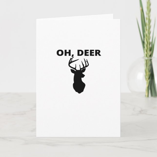 Oh Deer Oh Dear Whimsical Art Folded Greeting Card (Front)