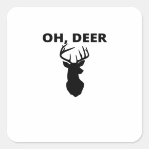 Oh Deer Oh Dear Whimsical Art Style Square Sticker