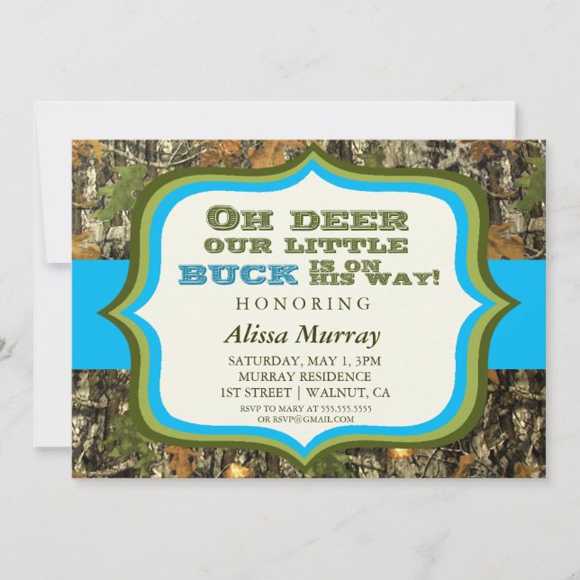 Oh Deer Our Little Buck Is On His Way Baby Shower Invitation (Front)