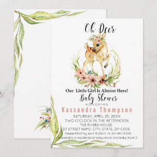 Oh Deer Our Little Girl Is Almost Here Baby Shower Invitation