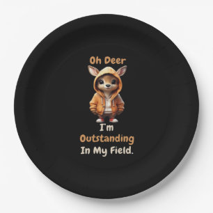 Oh Deer Outstanding In My Field Funny Humor Paper Plate