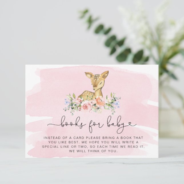 Oh Deer Pink Books Request Insert Card (Standing Front)