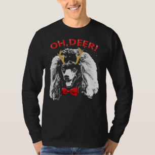 Oh Deer Poodle Xmas Red Bowtie T-Shirt
