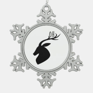 Oh Deer Pun Creative Style Snowflake Pewter Christmas Ornament