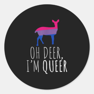 Oh Deer Queer Bisexual Pride Gay Lesbian Design Classic Round Sticker