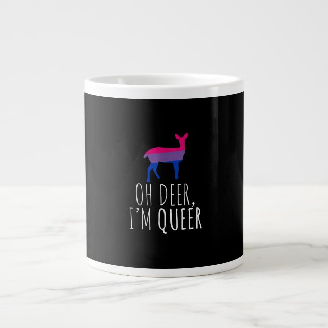 Oh Deer Queer Bisexual Pride Gay Lesbian Design  Large Coffee Mug (Front)