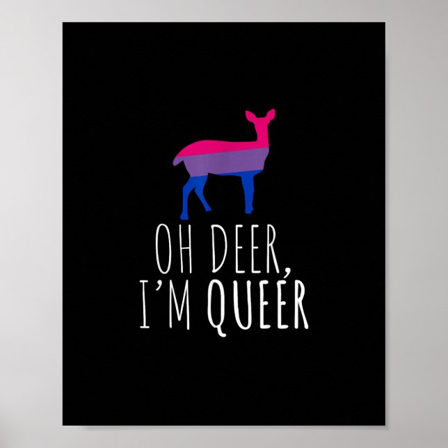 Oh Deer Queer Bisexual Pride Gay Lesbian Design  Poster (Front)