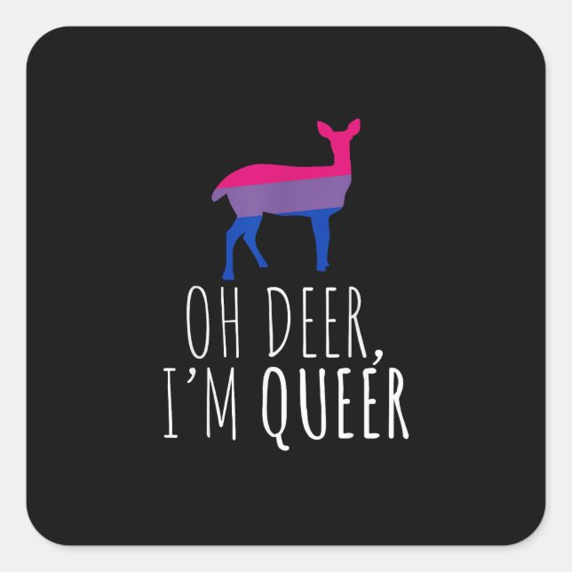 Oh Deer Queer Bisexual Pride Gay Lesbian Design  Square Sticker (Front)