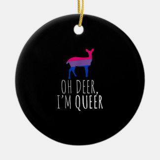 Oh Deer Queer Bisexual Pride Gay Lesbian DOrnament Ceramic Tree Decoration