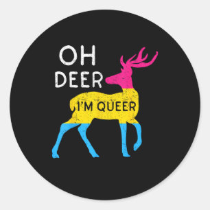 Oh Deer Queer Colorful Pride Flag Celebration  Classic Round Sticker