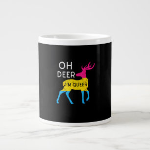 Oh Deer Queer Colorful Pride Flag Celebration  Large Coffee Mug