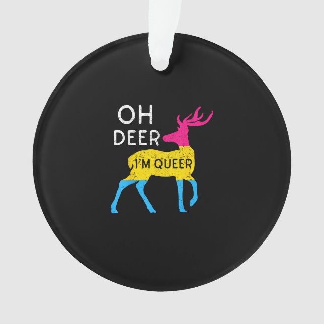 Oh Deer Queer Colorful Pride Flag Celebration Ornament (Front)