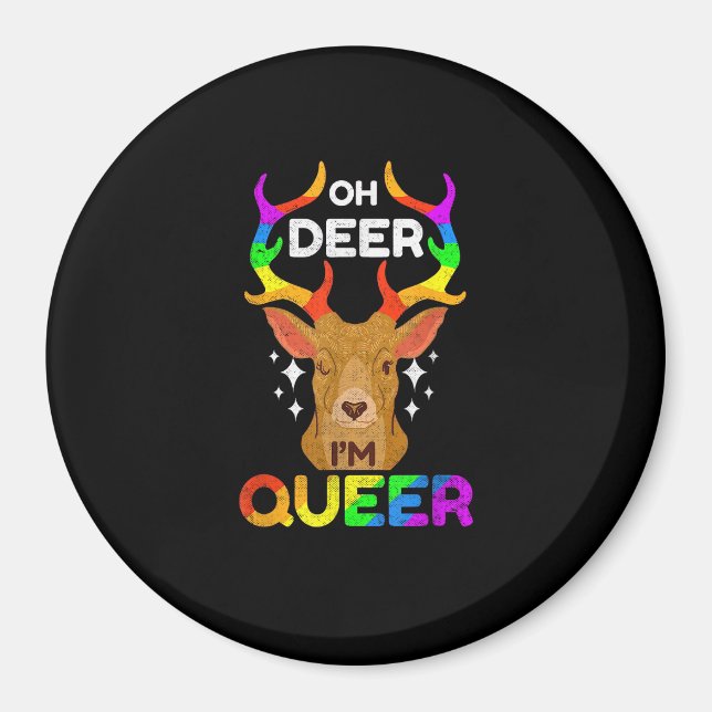 Oh Deer Queer Funny LGBTQ Pride Awareness  Magnet (Front)