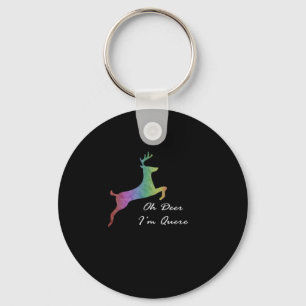 Oh Deer Queer Funny Pun LGBT Pride CelebraKeychain Key Ring