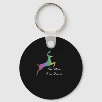 Oh Deer Queer Funny Pun LGBT Pride CelebraKeychain Key Ring