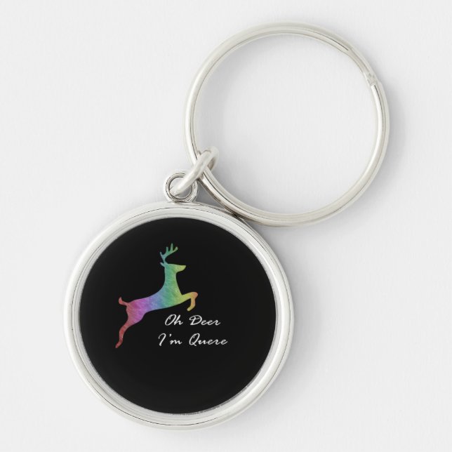 Oh Deer Queer Funny Pun LGBT Pride Celebration  Key Ring (Front)