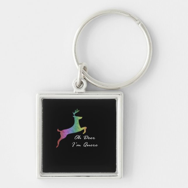 Oh Deer Queer Funny Pun LGBT Pride Celebration  Key Ring (Front)