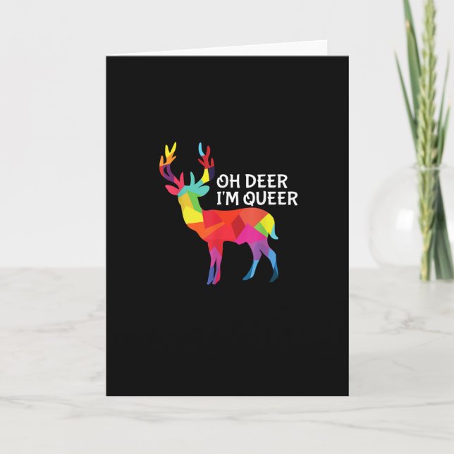 Oh Deer Queer Funny Pun LGBT Pride Design Card (Front)