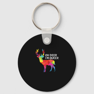Oh Deer Queer Funny Pun LGBT Pride Design Key Ring