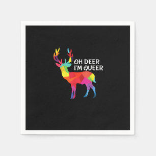 Oh Deer Queer Funny Pun LGBT Pride Design Napkin