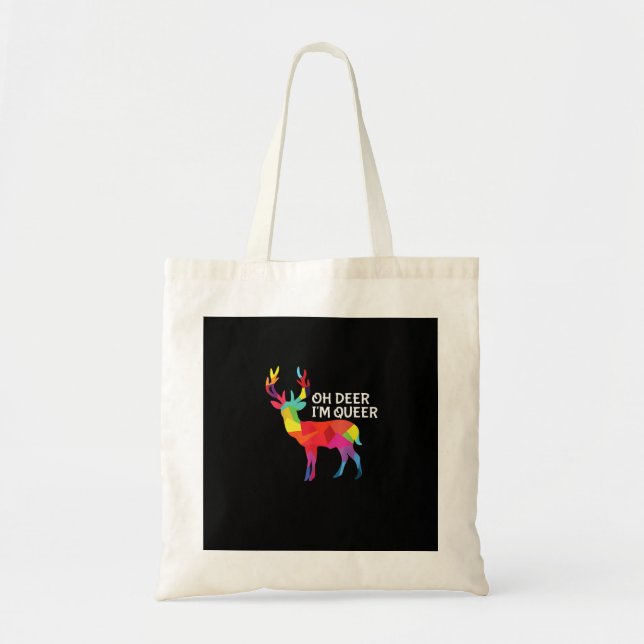 Oh Deer Queer Funny Pun LGBT Pride Design Tote Bag (Front)