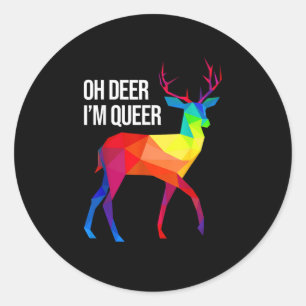 Oh Deer Queer LGBT Pride Celebration Design  Classic Round Sticker