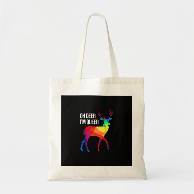 Oh Deer Queer LGBT Pride Celebration Design Tote Bag (Front)