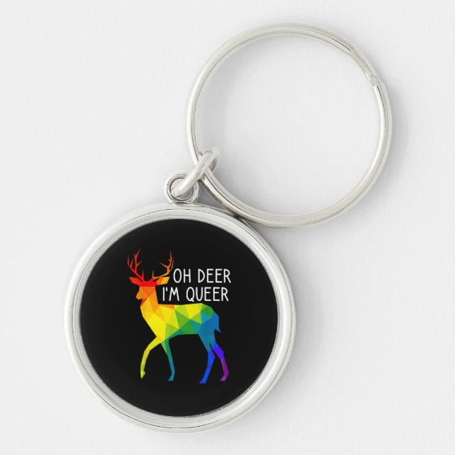 Oh Deer Queer LGBTQ Pride Celebration Month  Key Ring (Front)