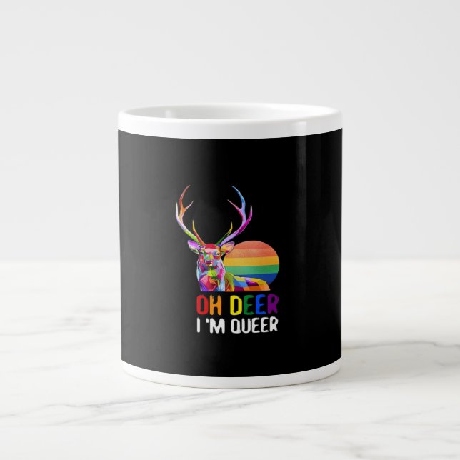Oh Deer Queer Minimal Modern Style  Large Coffee Mug (Front)
