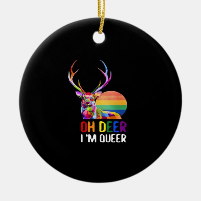 Oh Deer Queer Minimal Modern Style Ornament (Front)