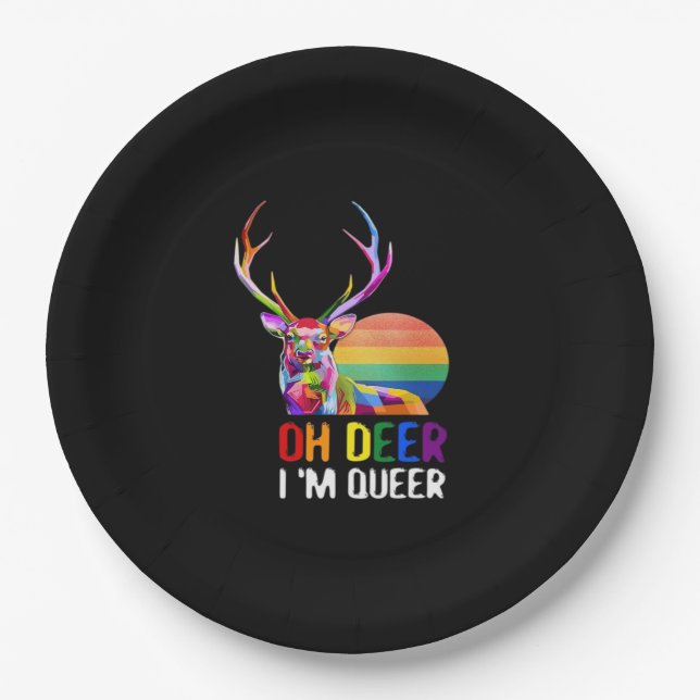 Oh Deer Queer Minimal Modern Style  Paper Plate (Front)