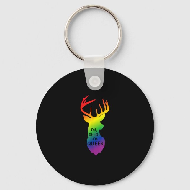 Oh Deer Queer Pride Celebration Funny LGBT Gift Key Ring (Front)