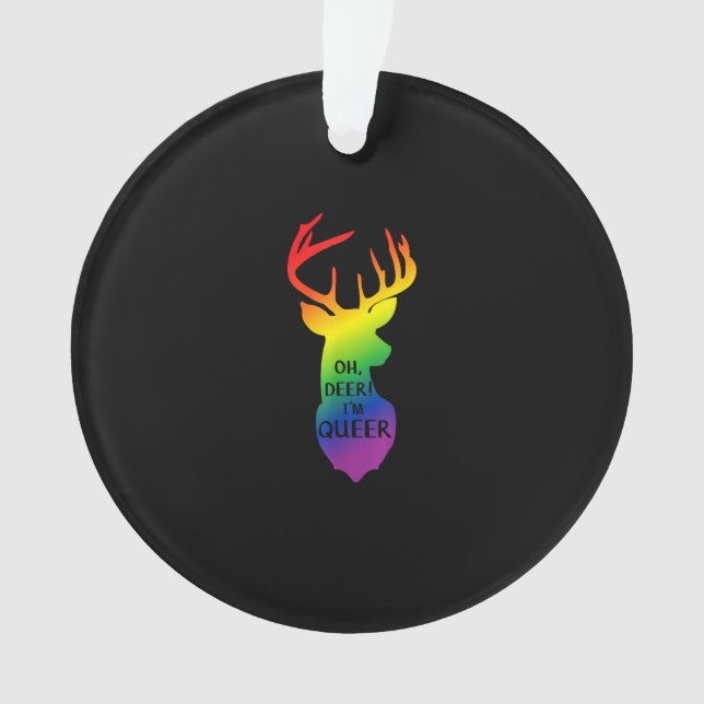 Oh Deer Queer Pride Celebration Funny LGBT Gift Ornament (Front)