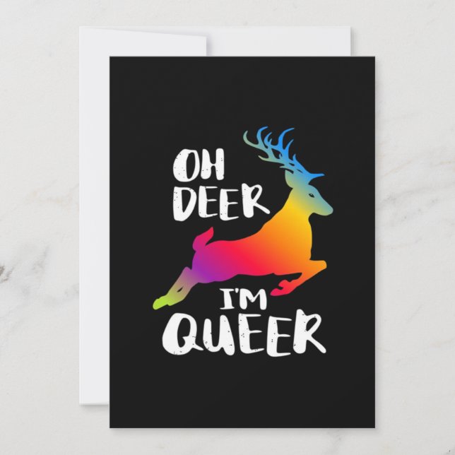 Oh Deer Queer Pride Minimal ArtisFlat Holiday Card (Front)