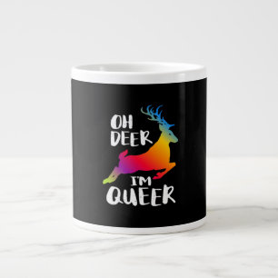 Oh Deer Queer Pride Minimal Artistic Style  Large Coffee Mug